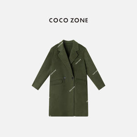 COCO ZONE 复古高级感西装领长款百搭毛呢外套CC2C2253