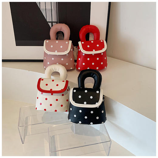 雀说 PU复古波点包甜酷少女斜挎包洋气亲子口红配饰包公主手拎包5ZF-945 商品图3
