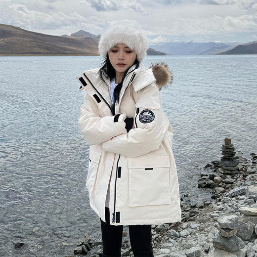 【大毛领工装派克羽绒棉服】女冬季加厚美式高级感棉衣中长款保暖外套 商品图4