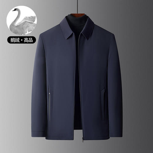 丁摩 【高端牛奶丝】90白鹅绒羽绒服男秋冬商务休闲翻领中厚高档外套5ZF-11220 商品图5