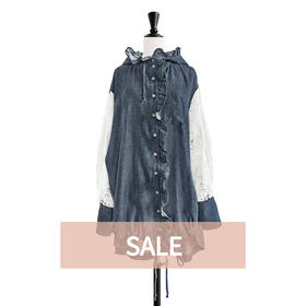 TYNVIE 连帽拼布中长外套