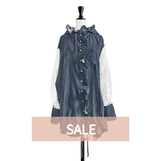 TYNVIE 连帽拼布中长外套 商品图0