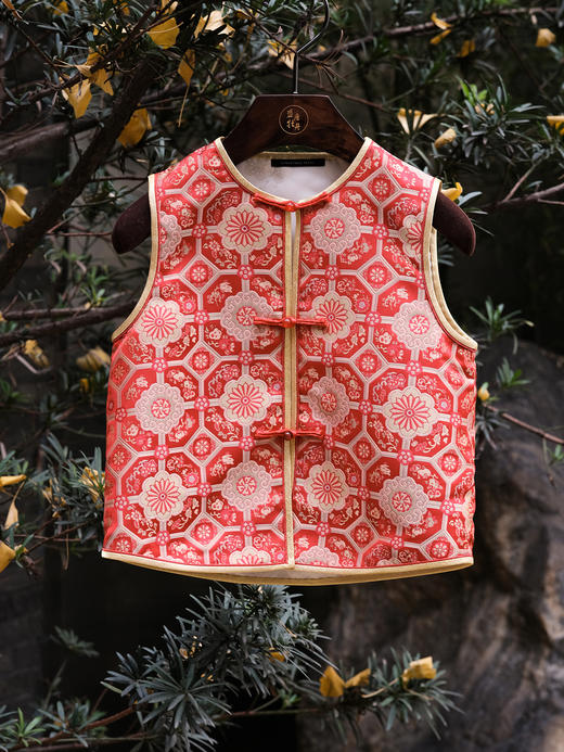 下架|盛唐牡丹| 儿童系列|Kids 四合花开对襟马甲 商品图0