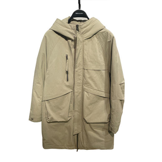 贝纳川时尚连帽插肩袖中长款男士羽绒服BCP405102 商品图1