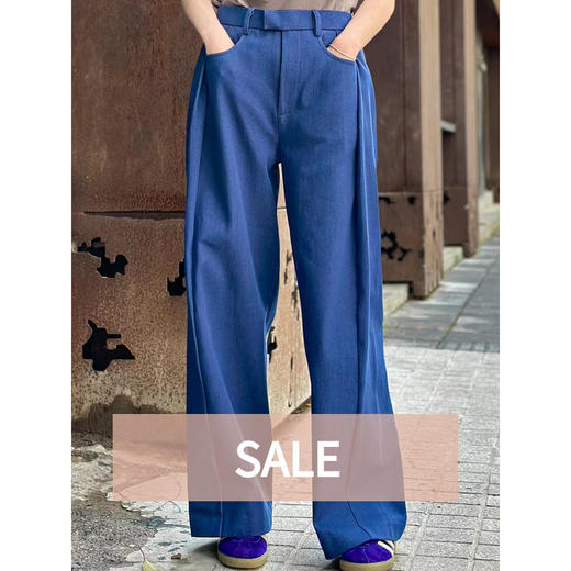 TYNVIE 后松紧腰阔腿裤-牛仔蓝 商品图0