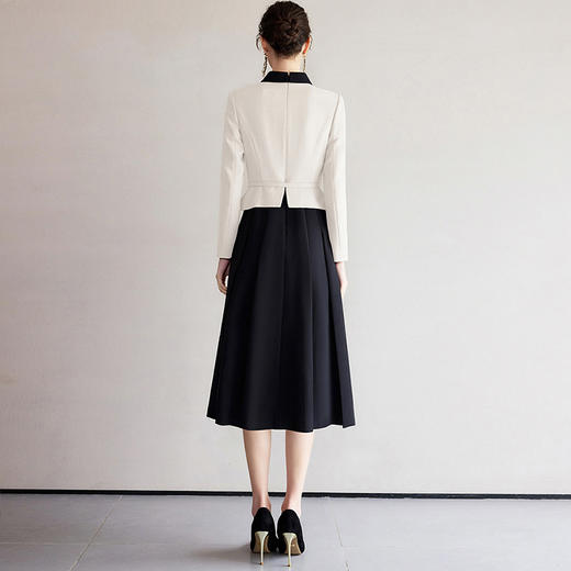 IWY/黑白拼色小翻领西装伞裙套裙气质经理工作服高级感职业装香风女Q1249 商品图4