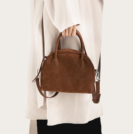 TENNCO原创【馒头包】麂皮感头层牛皮小方包复古感通勤单肩斜挎包 商品图0