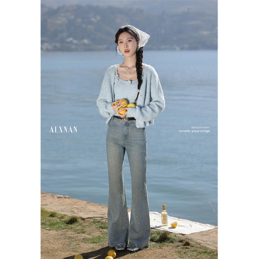 鹿向南「显瘦神裤」牛仔蓝修身牛仔裤 商品图3