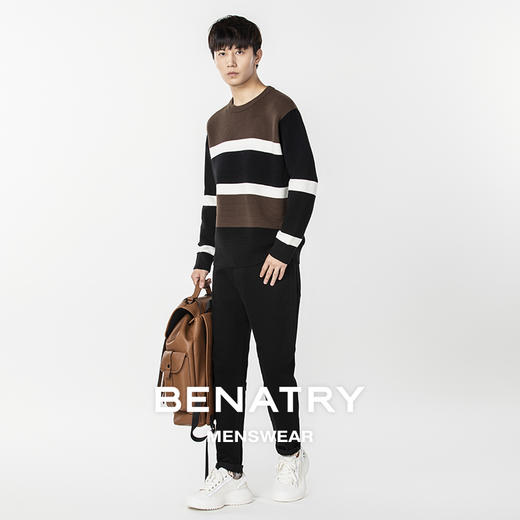 贝纳川条纹拼色男士毛衣ECP316004 商品图4