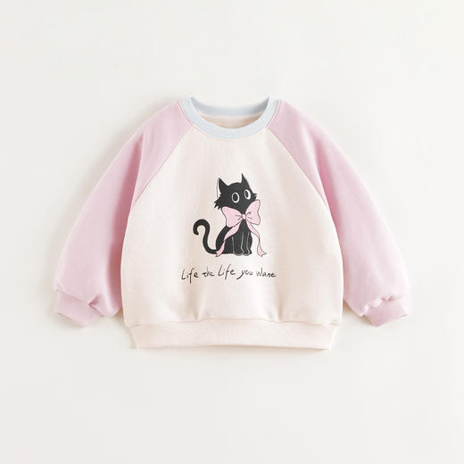 马克珍妮女童趣味猫咪撞色卫衣儿童宽松上衣2025年春装新款250150 商品图2
