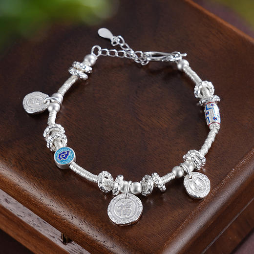 子佩集S925银【清雅喜乐】手链纯银【SL00857】腰缠万贯盘缠福字珐琅彩2501 商品图1