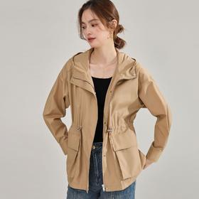 【高货sh】全新升级【铂金会员339/天猫459/差价120】(24209) 洛诗琳宽松休闲连帽外套2025春季新款抽绳收腰薄款短风衣