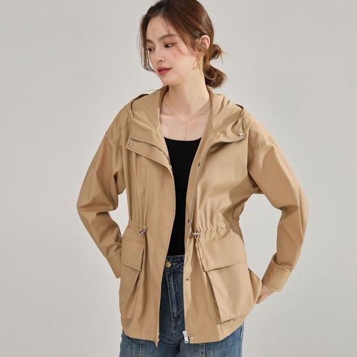 【高货sh】全新升级【铂金会员339/天猫459/差价120】(24209) 洛诗琳宽松休闲连帽外套2025春季新款抽绳收腰薄款短风衣 商品图0