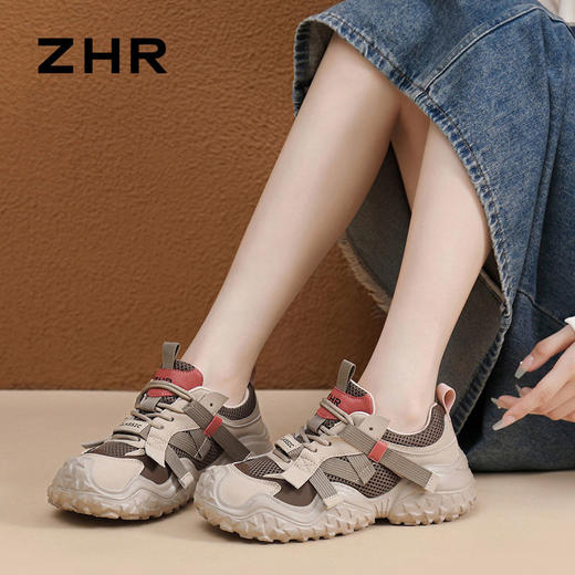 ZHR则则厚底运动休闲鞋女2024新款网面大头老爹鞋软底户外登山鞋 商品图9