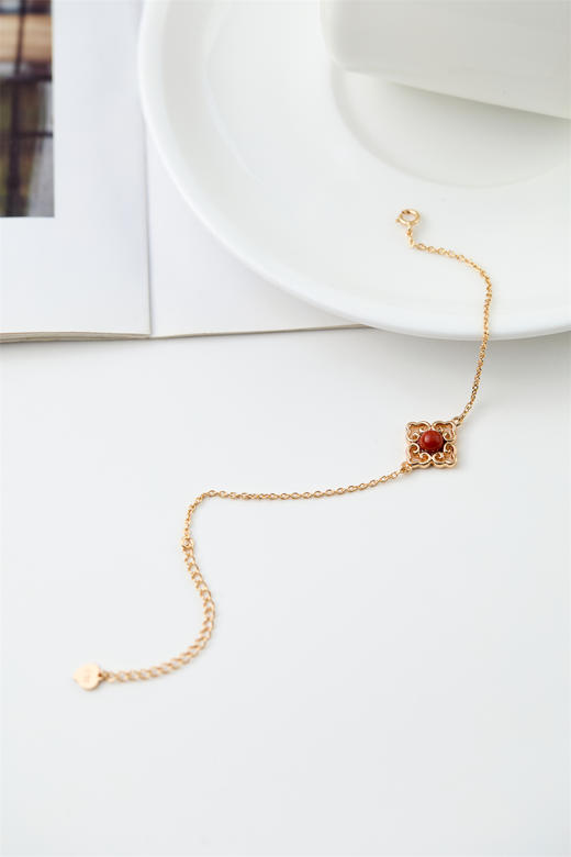 pearl moments珍刻  万事如意 四叶草（南红）手链 商品图1