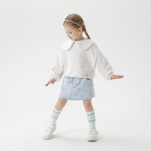 马克珍妮女童甜美蝴蝶结娃娃领卫衣宝宝上衣2025年春装新品250212 商品图1