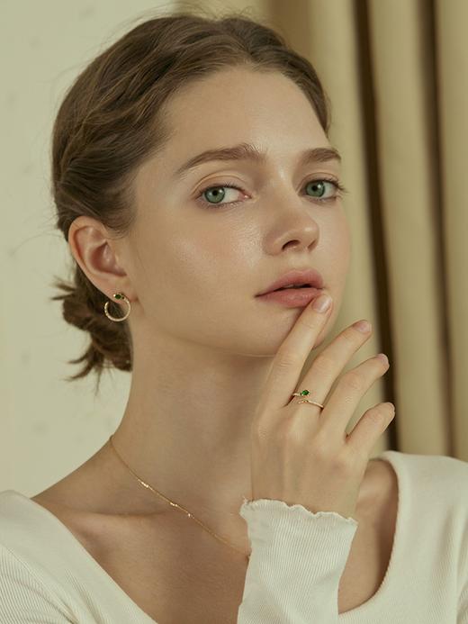 Oflye潮流饰品  祖母绿灵蛇纯银戒指女轻奢高级感开口戒首尾交错设计银饰食指戒 商品图2