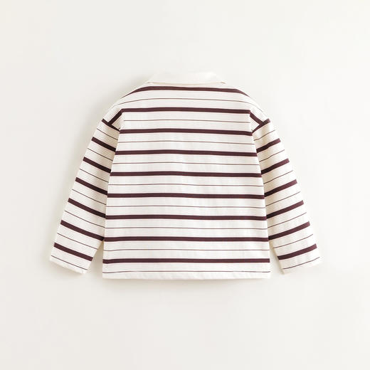 马克珍妮女童复古条纹POLO领T恤 儿童上衣2025年春装新款250166 商品图1