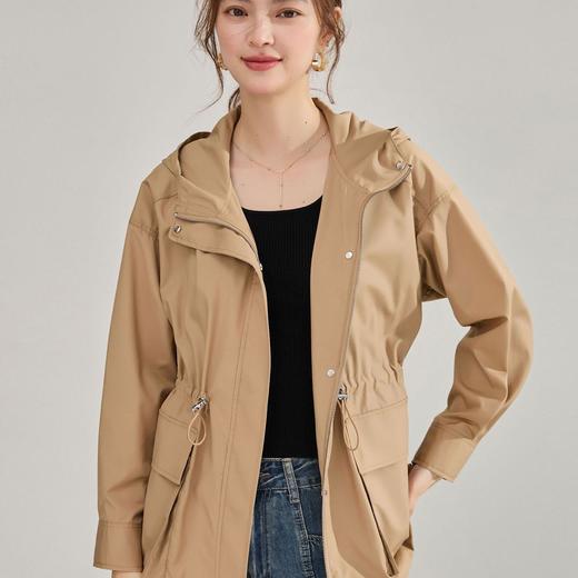 【高货sh】全新升级【铂金会员339/天猫459/差价120】(24209) 洛诗琳宽松休闲连帽外套2025春季新款抽绳收腰薄款短风衣 商品图2