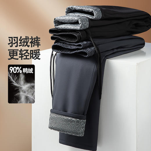 【新国标90鸭绒羽绒裤】【大牌同款】男士加厚保暖外穿羽绒裤 抽绳裤腰直筒冬季厚保暖休闲长裤 商品图11