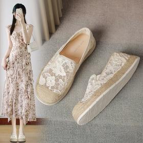 ZHR网纱透气新中式渔夫鞋2024新款一脚蹬单鞋时耐磨尚小香风女鞋