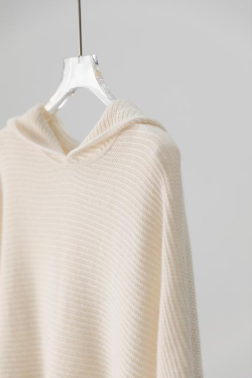 纯羊绒廓形连帽八分袖长罩衫 商品图3