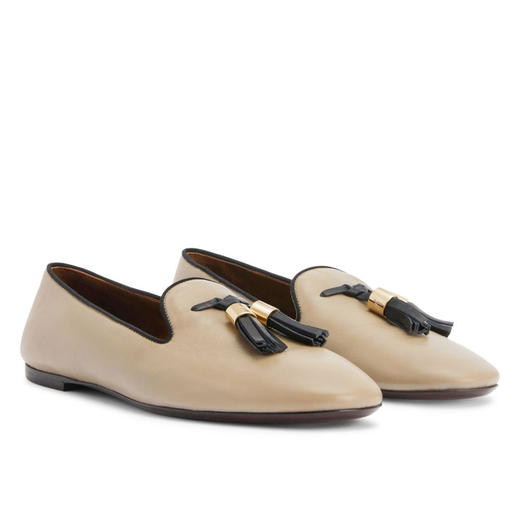 Giuseppe Zanotti 女士皮革流苏乐福鞋 卡其色 I460002002 商品图1