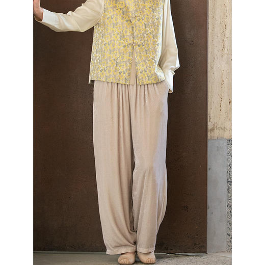 牧衣游原创 丝绒净色裤子女新款柔软垂感文艺宽松百搭休闲裤 见月 商品图1