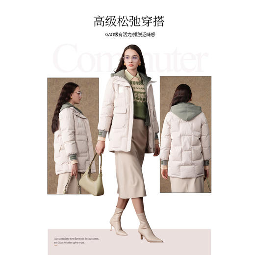 乔万尼白鸭绒羽绒服假两件撞色设计ET4T993 商品图2