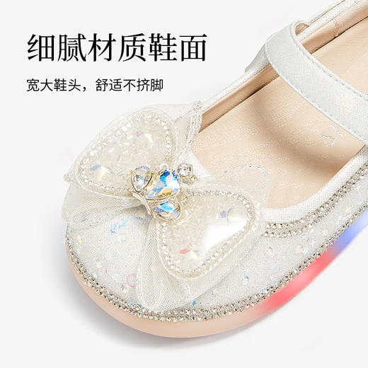 泰兰尼斯meta春季新品女童水晶鞋公主洋气软底皮鞋演出单鞋闪灯鞋  M03X5A6236 商品图2