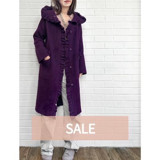 TYNVIE 荷叶边连帽针织大衣-紫色 商品图0