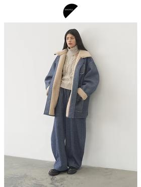 半圆/D24401674/翻领工装羊羔毛外套