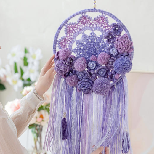 苏苏姐家花羽捕梦网手工DIY钩针编织小物居家装饰毛线团材料包 商品图3