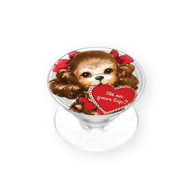 【甜】卷毛小狗 POPGRIP泡泡骚手机粘贴式气囊支架 Graphic平面系列 红色 小狗 爱心