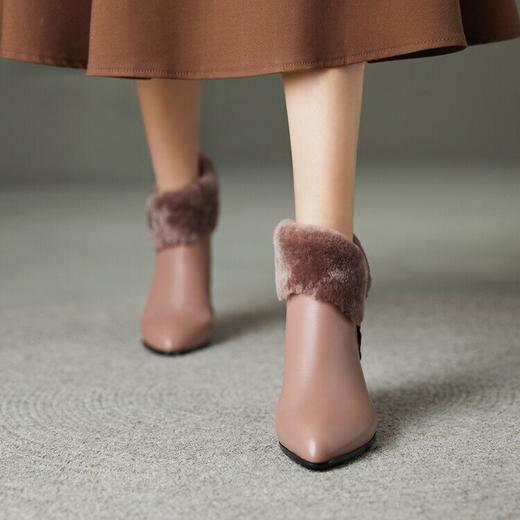【预售5天】柔软羊皮纯真羊羔毛舒适短靴女加绒保暖高跟显瘦靴子 XHD&WA3098 商品图1