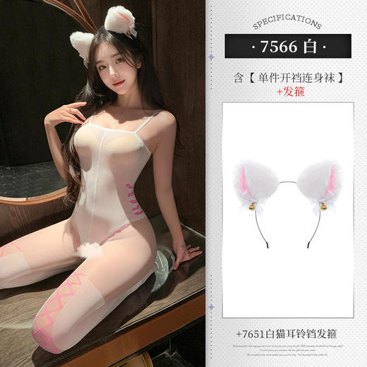 霏慕甜欲机车感透视开裆连身袜情趣内衣性感纯欲免脱诱惑黑丝7566 商品图6