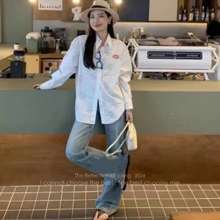 顺丰包邮64056洛诗琳纯棉做旧磨破直筒牛仔裤50546 商品图0