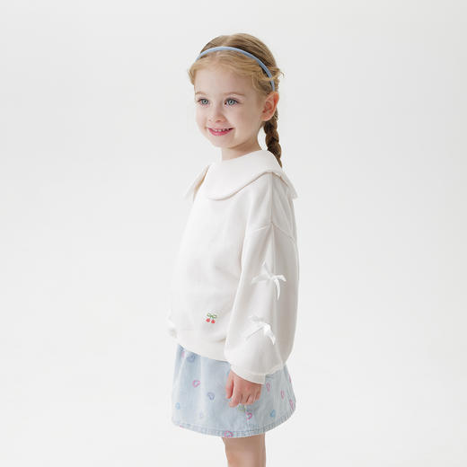 马克珍妮女童甜美蝴蝶结娃娃领卫衣宝宝上衣2025年春装新品250212 商品图2