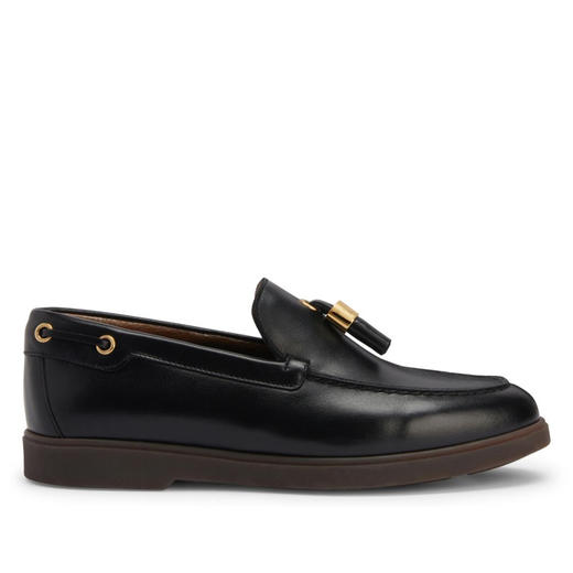 Giuseppe Zanotti 女士螺纹皮革乐福鞋 黑色 E460020007 商品图0