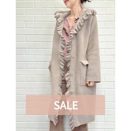 TYNVIE 荷叶边连帽针织大衣-灰色 商品图0