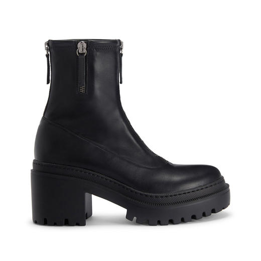 Giuseppe Zanotti 女士拉链皮革高跟靴 黑色 I470000001 商品图0