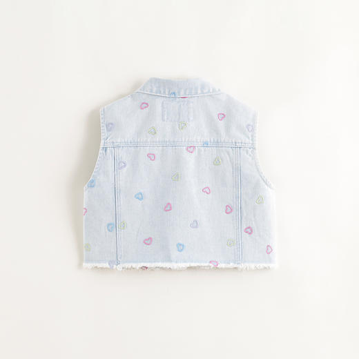 马克珍妮女童爱心绣花牛仔马甲儿童夹克上衣2025年春装新款250192 商品图1