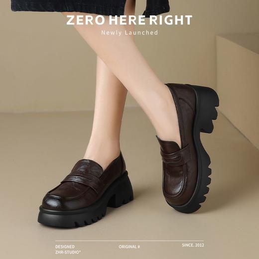 ZHR则则复古法式小皮鞋2024新款英伦乐福鞋厚底单鞋jk女鞋一脚蹬 商品图8