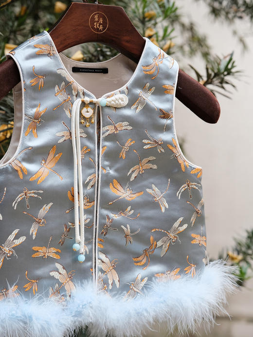 盛唐牡丹| 儿童系列|Kids 织锦缎鸵鸟毛上衣 商品图1