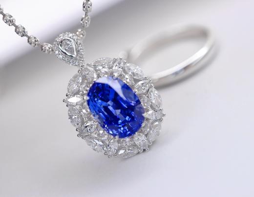 3.7ct刻面蓝宝石戒指吊坠 商品图2