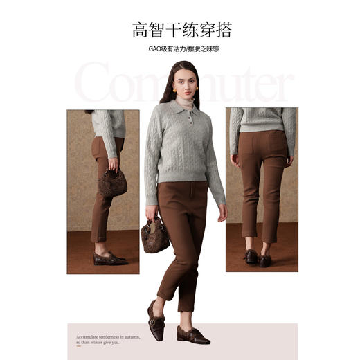 乔万尼绵羊毛休闲裤羊毛呢保暖烟管裤显瘦百搭ET4F813 商品图2