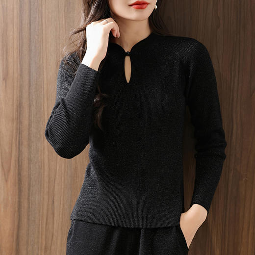 纤束马精纺羊毛亮丝旗袍领 JN-2466 商品图3