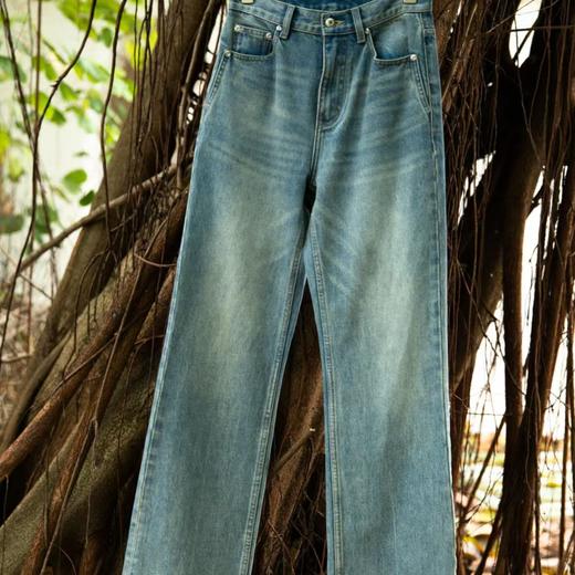 顺丰包邮64056洛诗琳纯棉做旧磨破直筒牛仔裤50546 商品图4