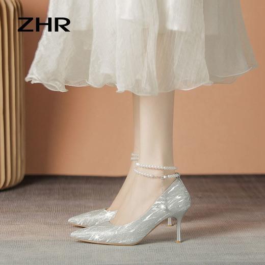 ZHR则则浅口单鞋女2024新款百搭高跟鞋子尖头透气懒人鞋ins女鞋子 商品图9