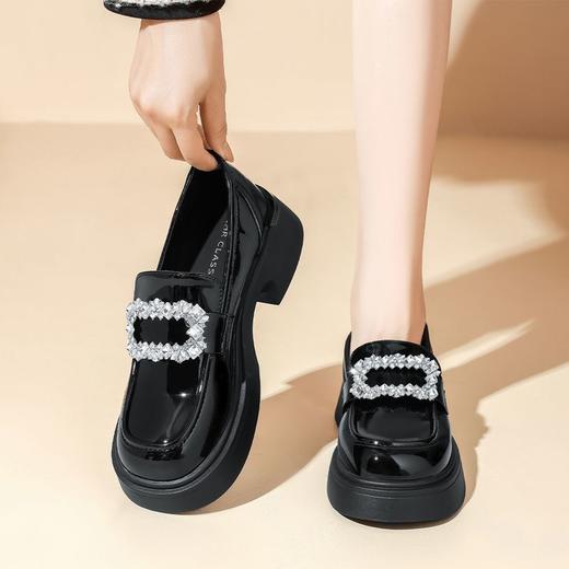 ZHR则则气质百搭小皮鞋2024新款英伦单鞋女厚底时尚小香风乐福鞋 商品图0